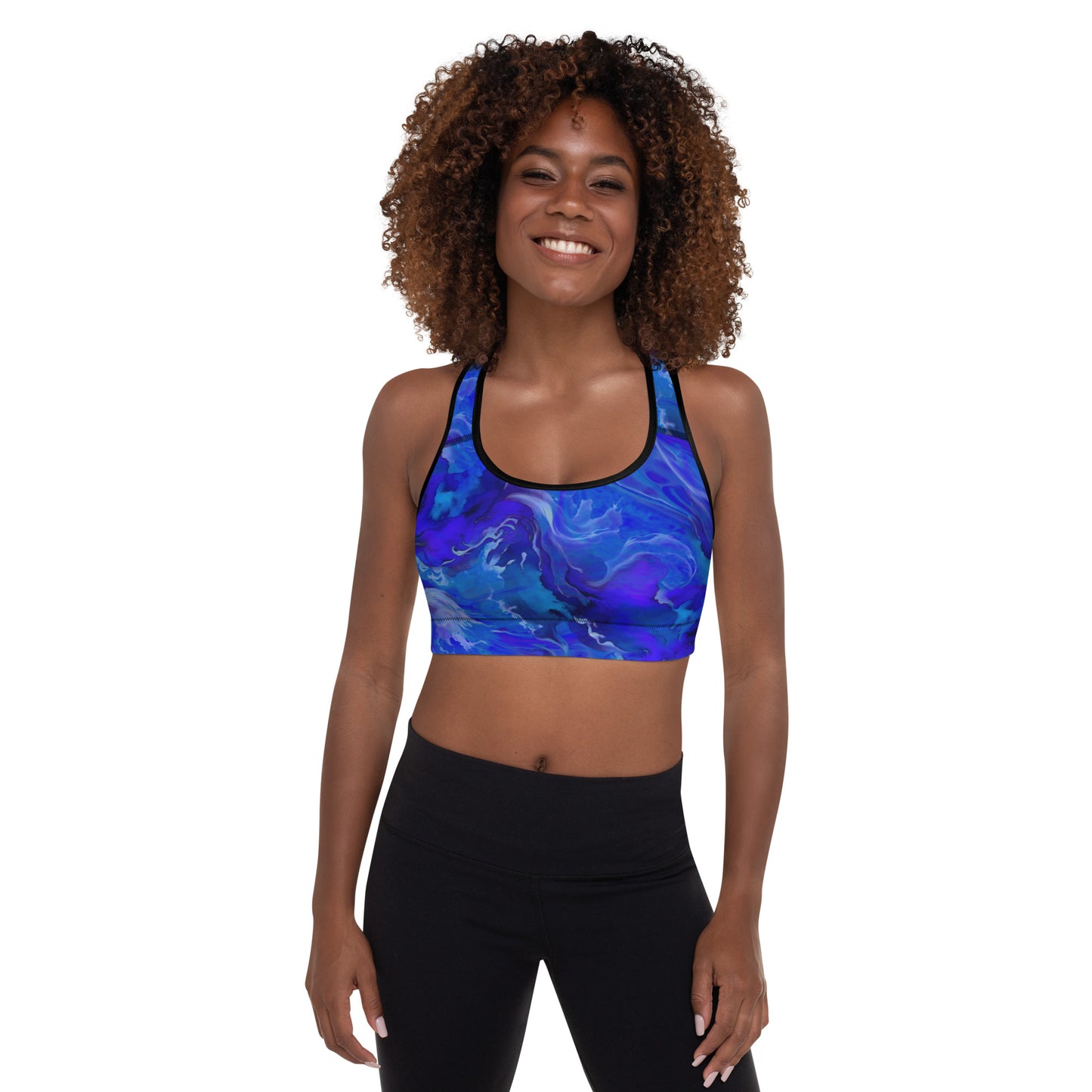 Padded Sports Bra. Romé in Blue