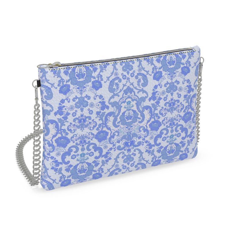 Pale Blue Baroque Crossbody Bag with Chain