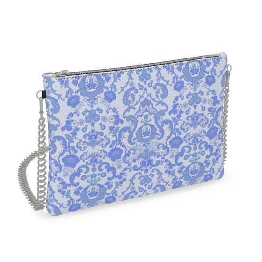 Pale Blue Baroque Crossbody Bag with Chain