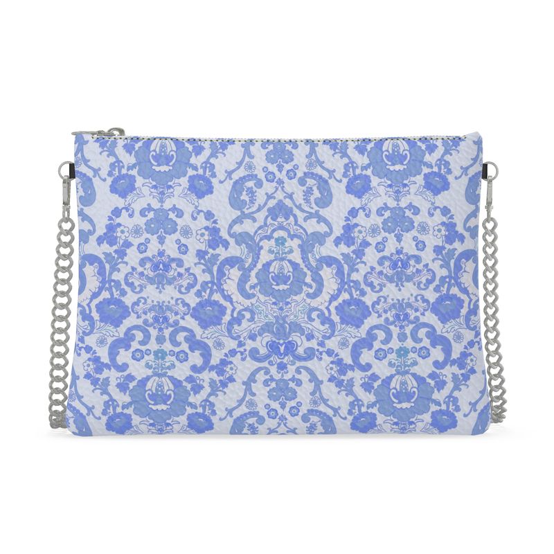 Pale Blue Baroque Crossbody Bag with Chain