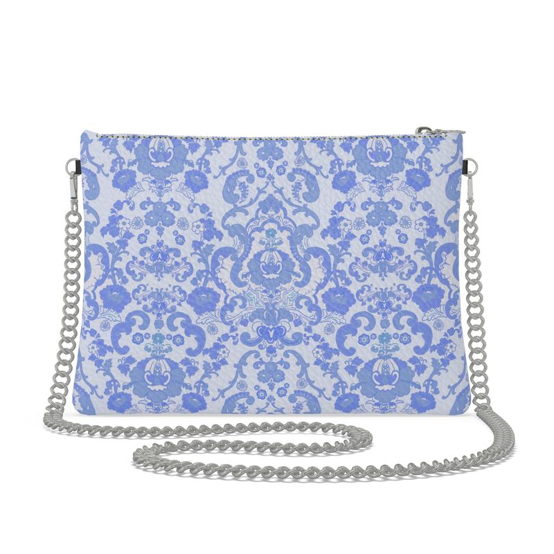 Pale Blue Baroque Crossbody Bag with Chain