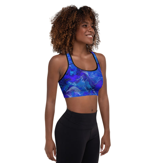 Padded Sports Bra. Romé in Blue