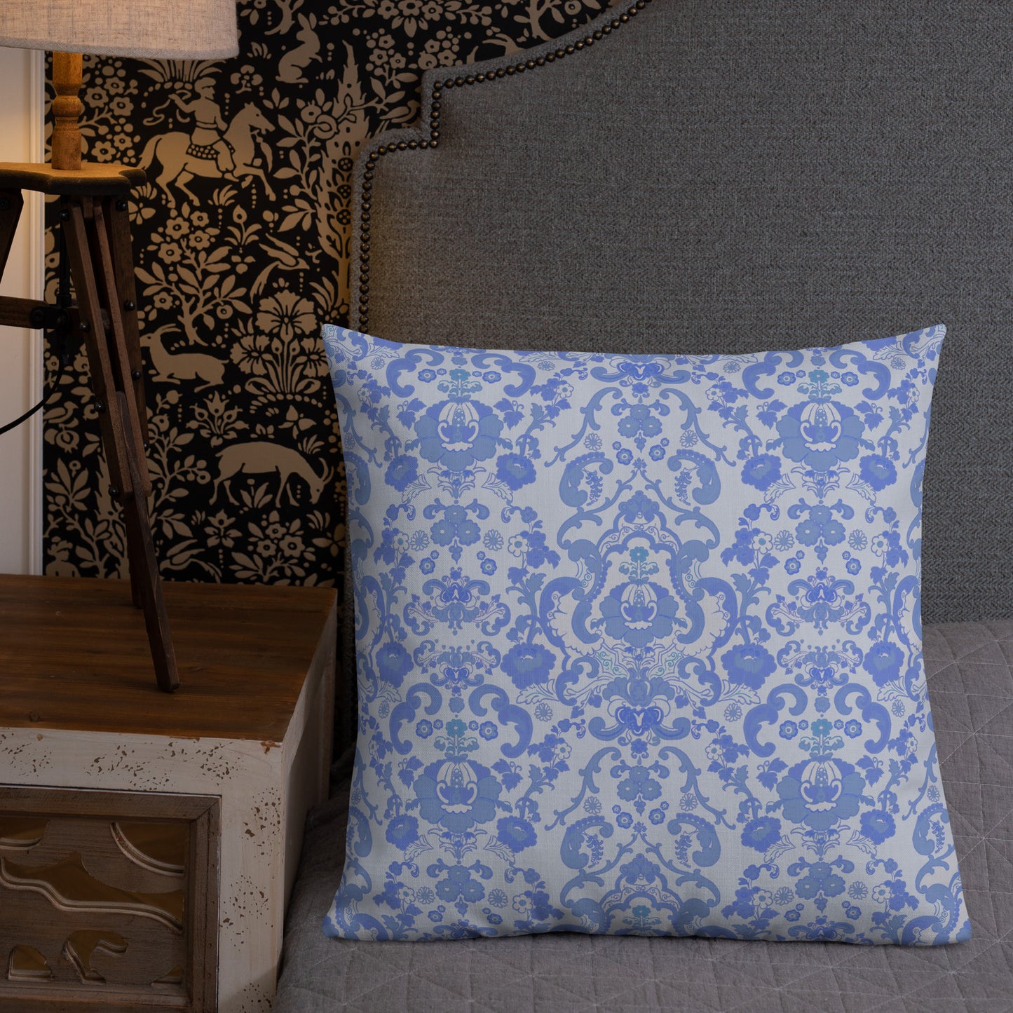 Premium Pillow. Blue Baroque