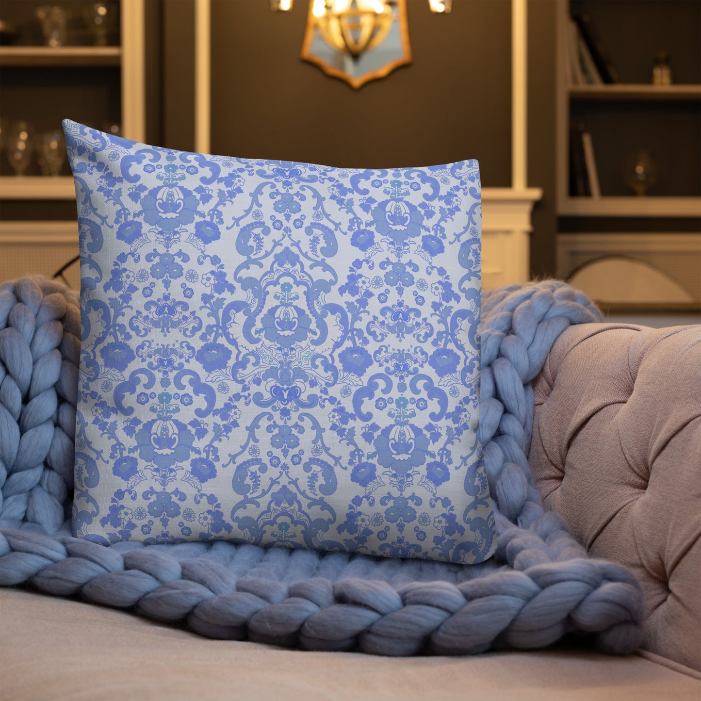 Premium Pillow. Blue Baroque