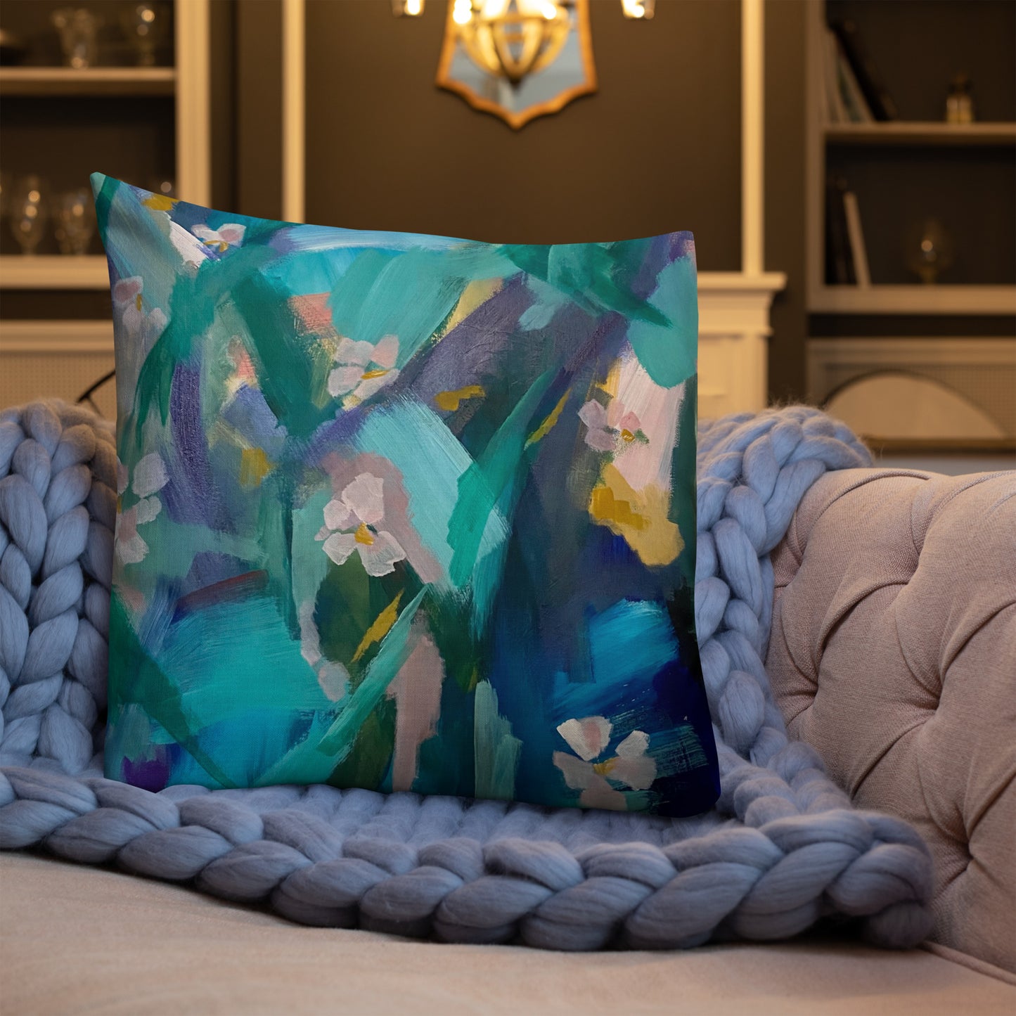 Premium Pillow. Abstract Floral I